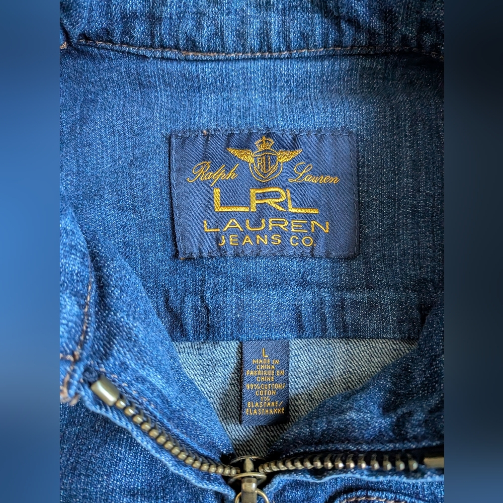 Lauren Ralph Lauren Jeans Denim Full Zip Cotton Jean Jacket Women's L - Picture 3 of 7